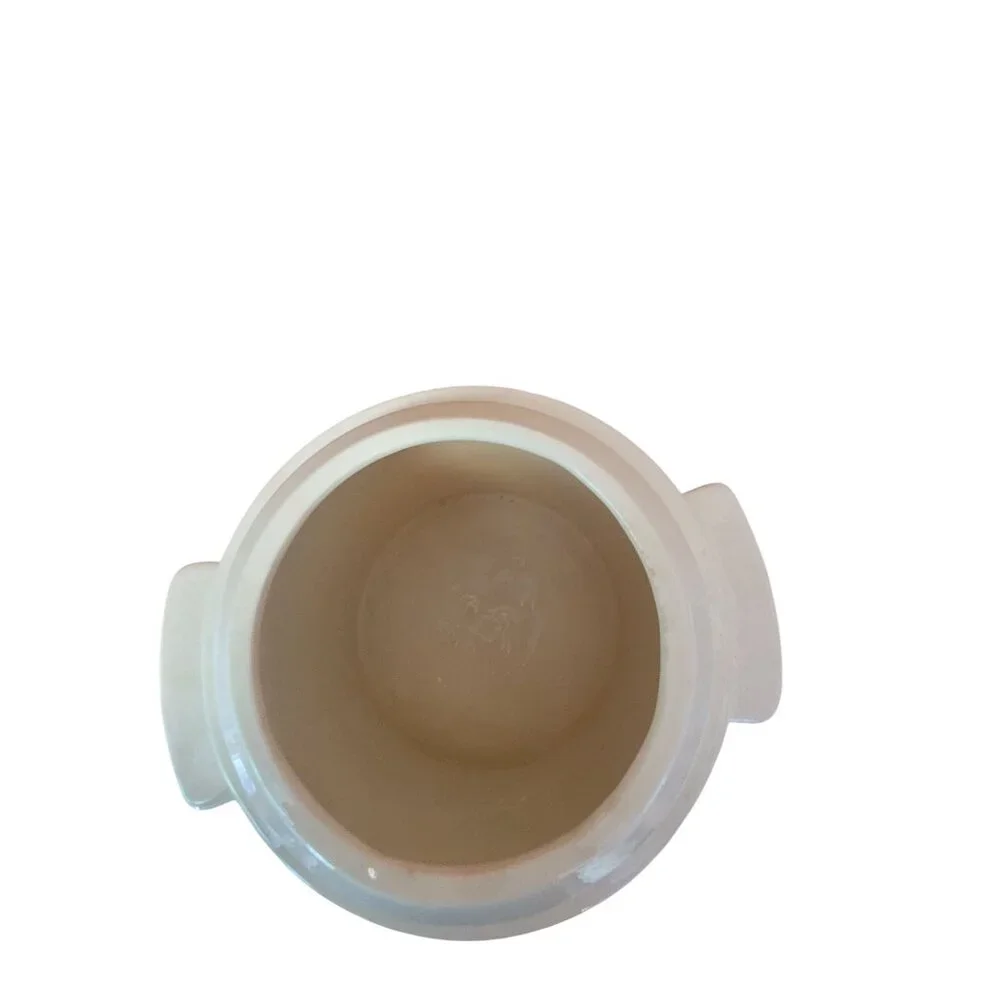 White‎ Ceramic Milk Can Style Cookie Jar Mushroom Design Handles MCM